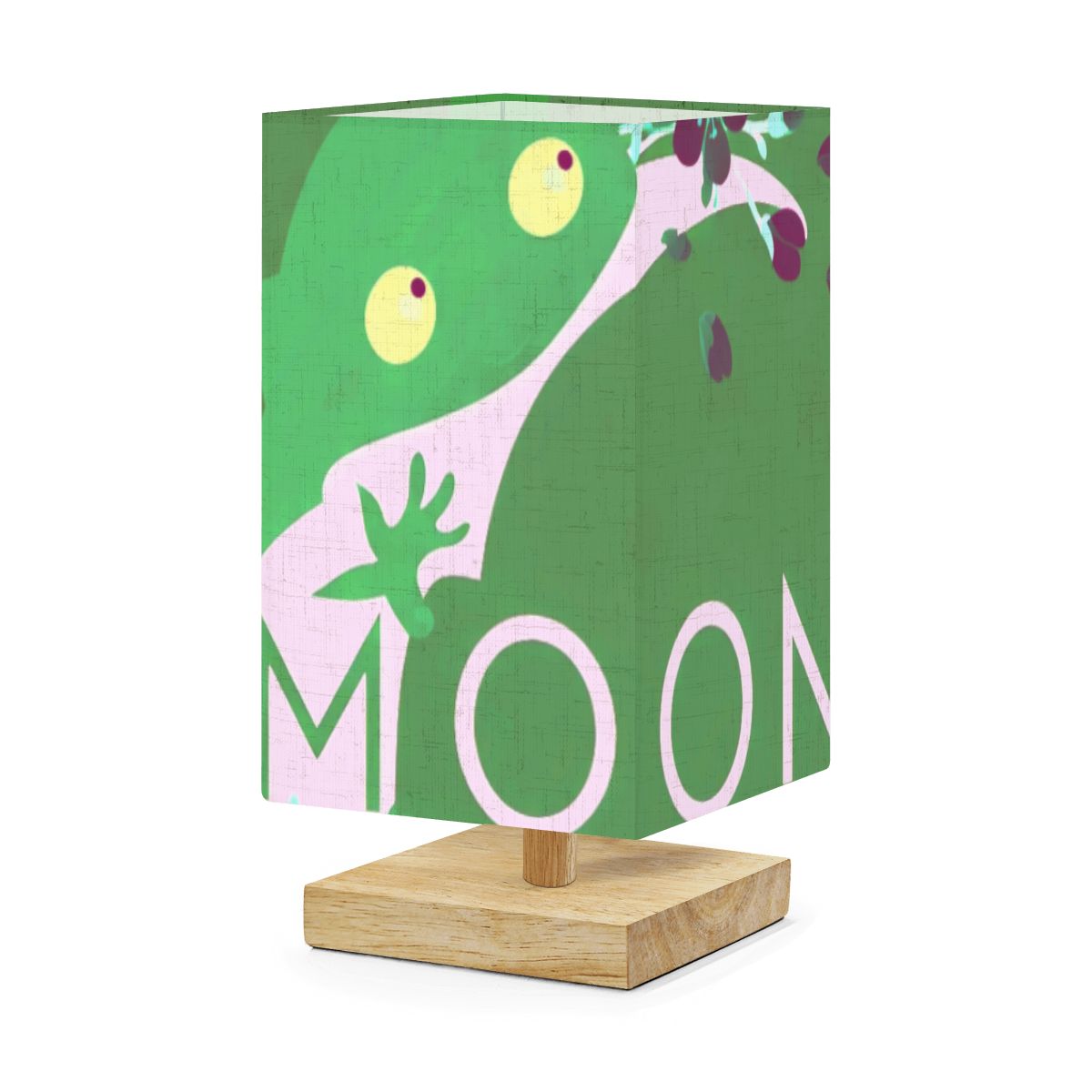 Green Ax Moon Cherry Blossom Square Table Lamp