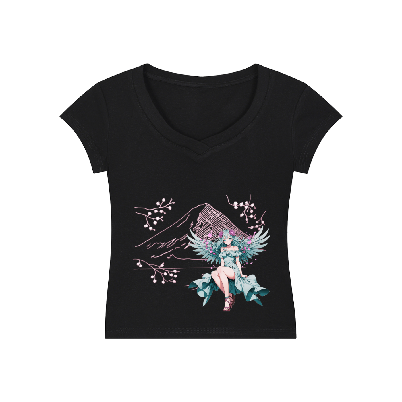 Moon Angel Essential V-Neck Bodycon T-Shirt