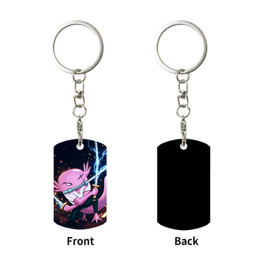 Ax Moon Ice Rectangular Metal Keychain