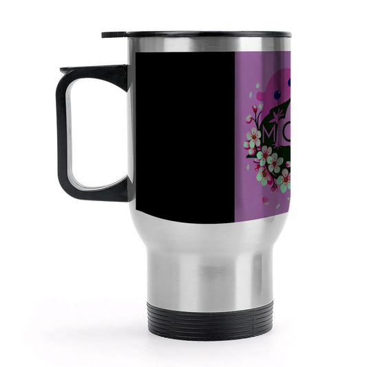 Ax Moon Cherry Blossom  Travel Coffee Mug with Handle (14oz) (Made in USA)