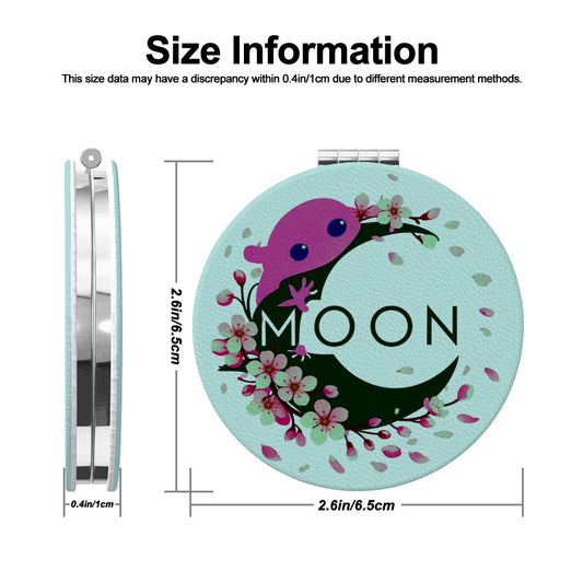 Ax Moon Cherry Blossom Round Shape Portable Pocket Mirror