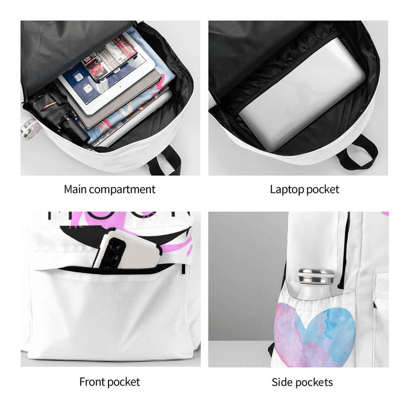 Axolotl Moon Large Capacity Oxford Backpack with Cloth Side Pockets