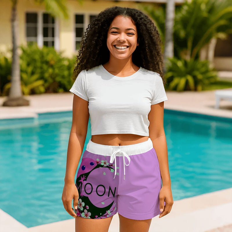 Ax Moon Cherry Blossom,Women's Beach Shorts