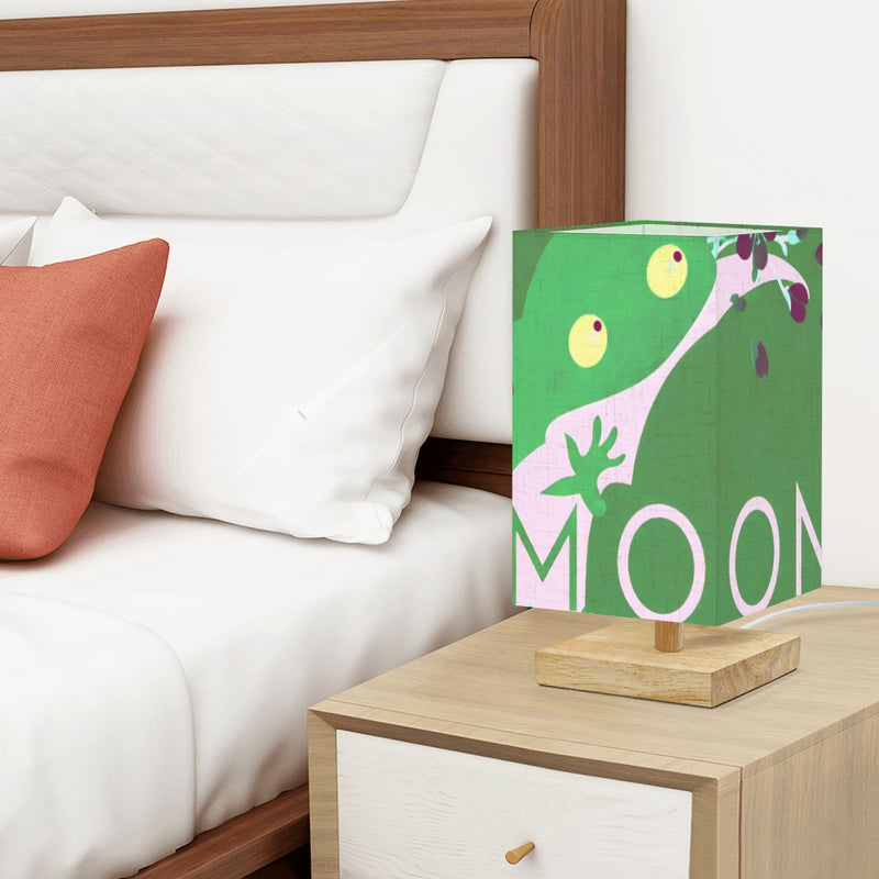 Green Ax Moon Cherry Blossom Square Table Lamp
