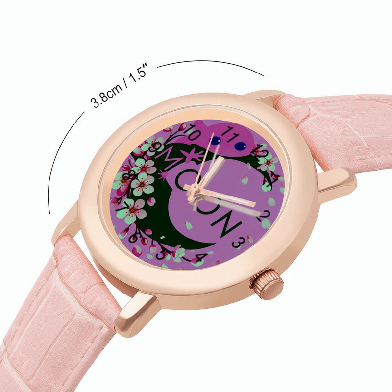 Ax Moon Cherry Blossom Women's Leather Watch