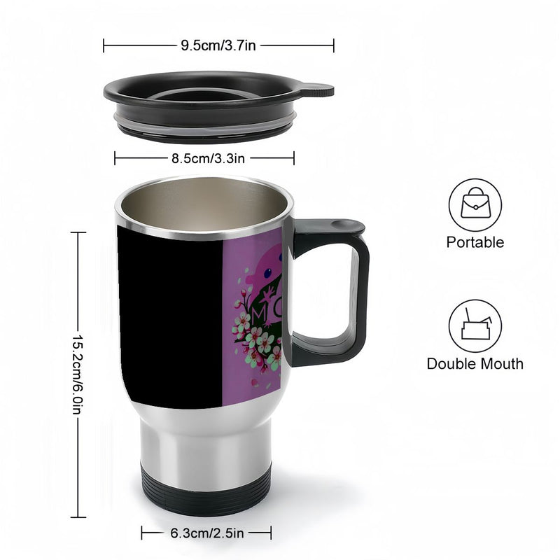 Ax Moon Cherry Blossom  Travel Coffee Mug with Handle (14oz) (Made in USA)