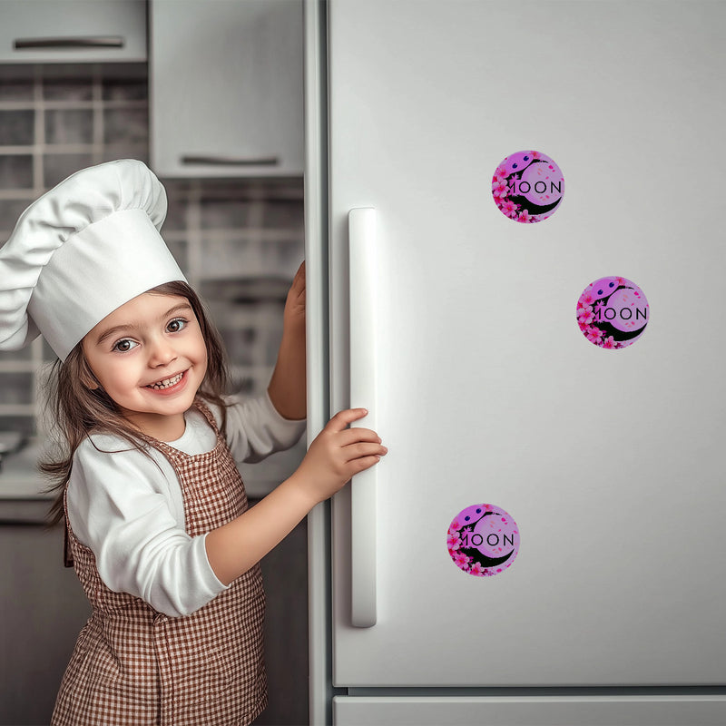Ax Moon Cherry Blossom Round Fridge Magnets