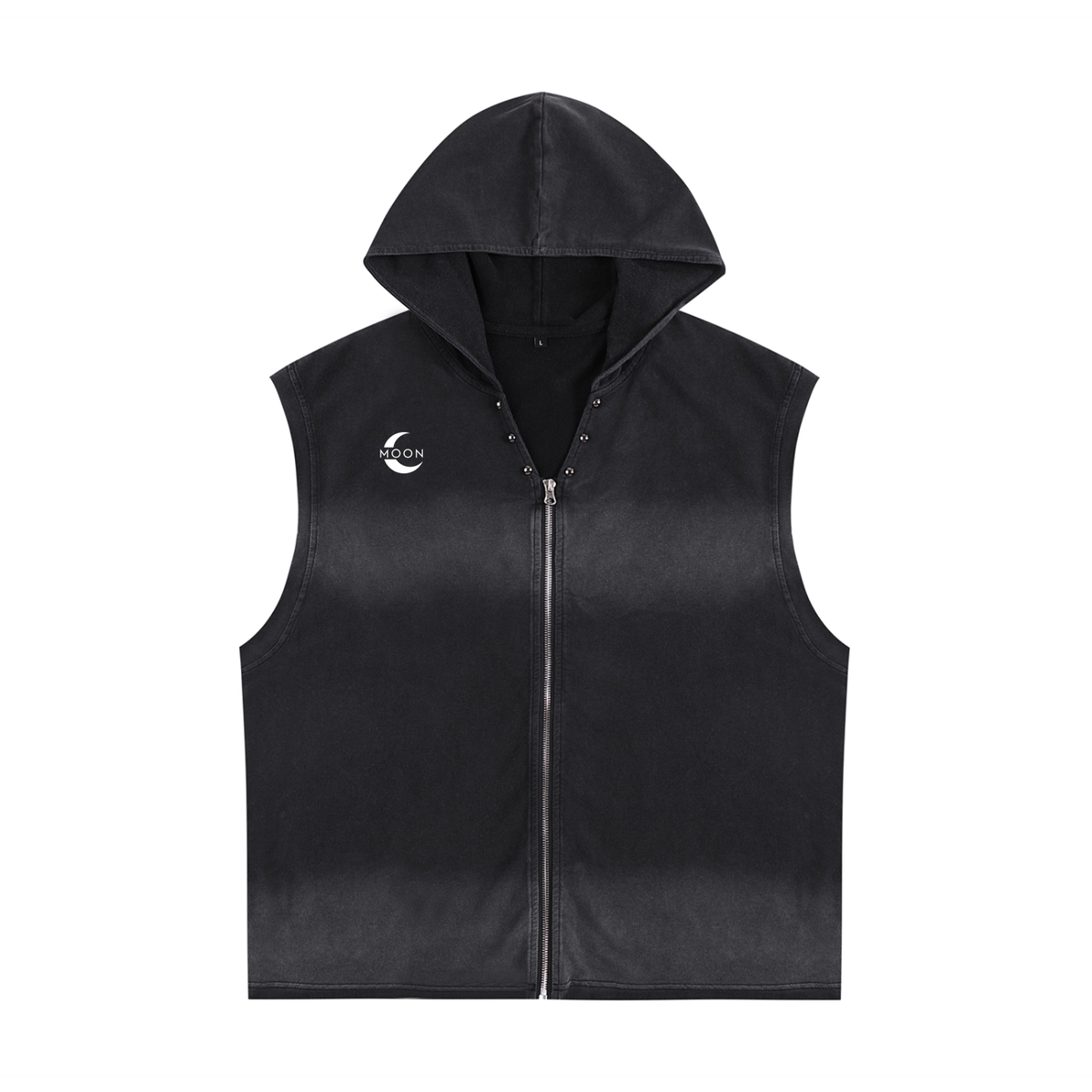 Moon Sword Vintage Washed Zip-Up Hooded Tank Top