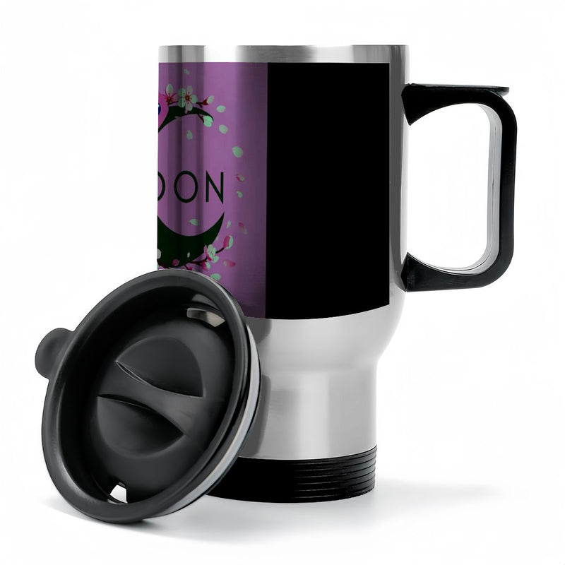 Ax Moon Cherry Blossom  Travel Coffee Mug with Handle (14oz) (Made in USA)
