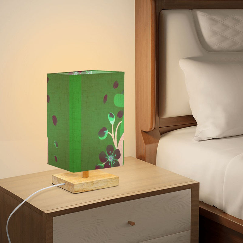 Green Ax Moon Cherry Blossom Square Table Lamp