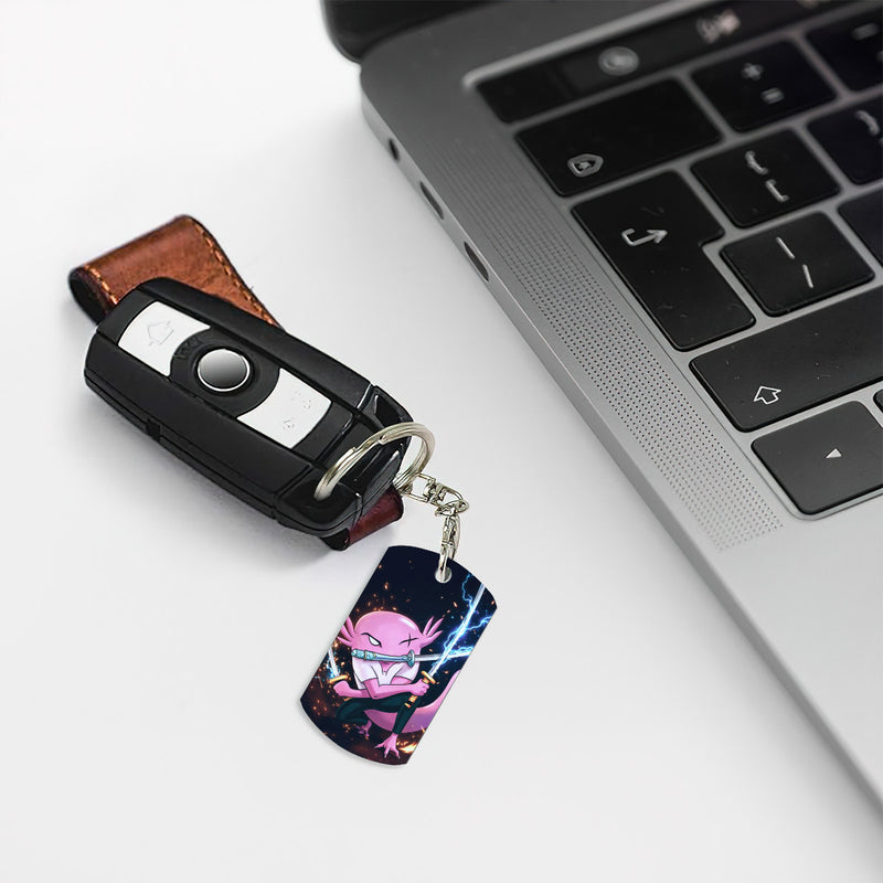 Ax Moon Ice Rectangular Metal Keychain
