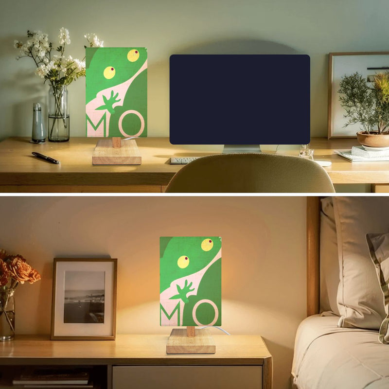 Green Ax Moon Cherry Blossom Square Table Lamp