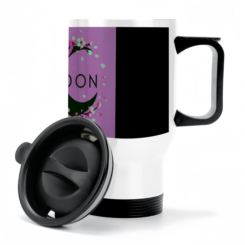 Ax Moon Cherry Blossom  Travel Coffee Mug with Handle (14oz) (Made in USA)