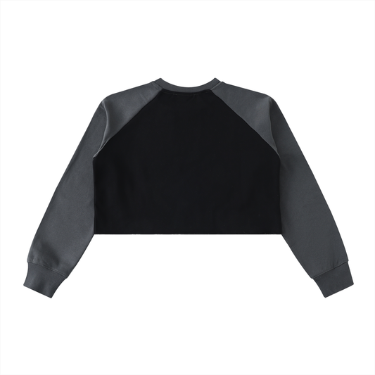 Moon Rai Sword Raw-Hem Color-Block Raglan Crop Sweatshirt