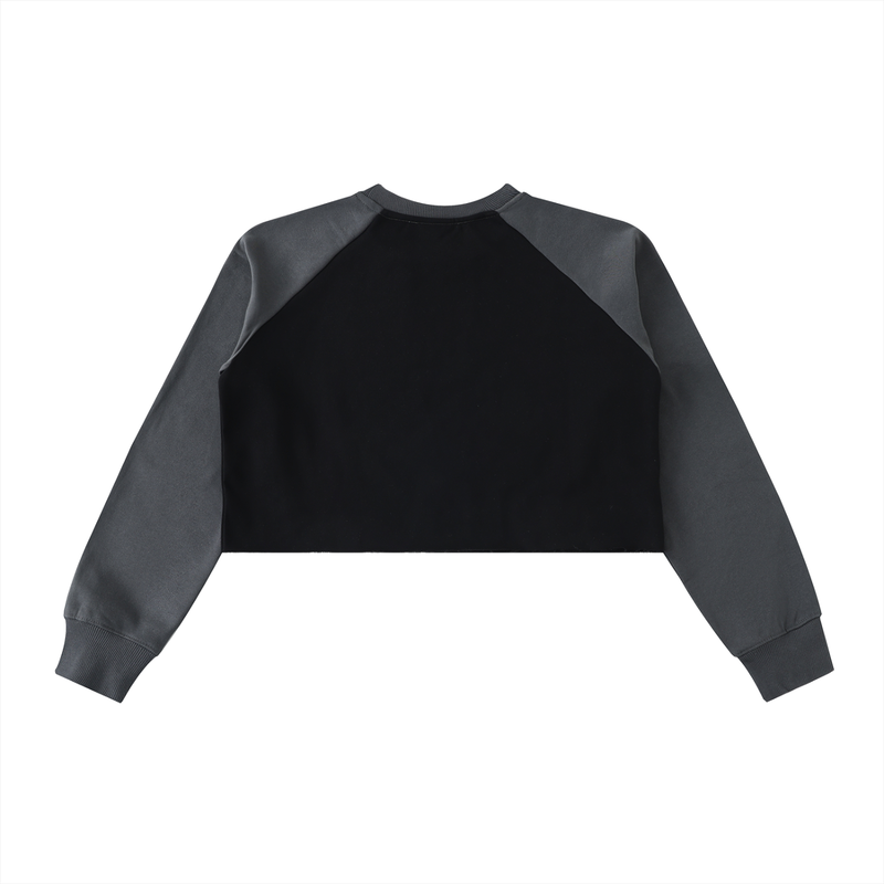 Moon Rai Sword Raw-Hem Color-Block Raglan Crop Sweatshirt