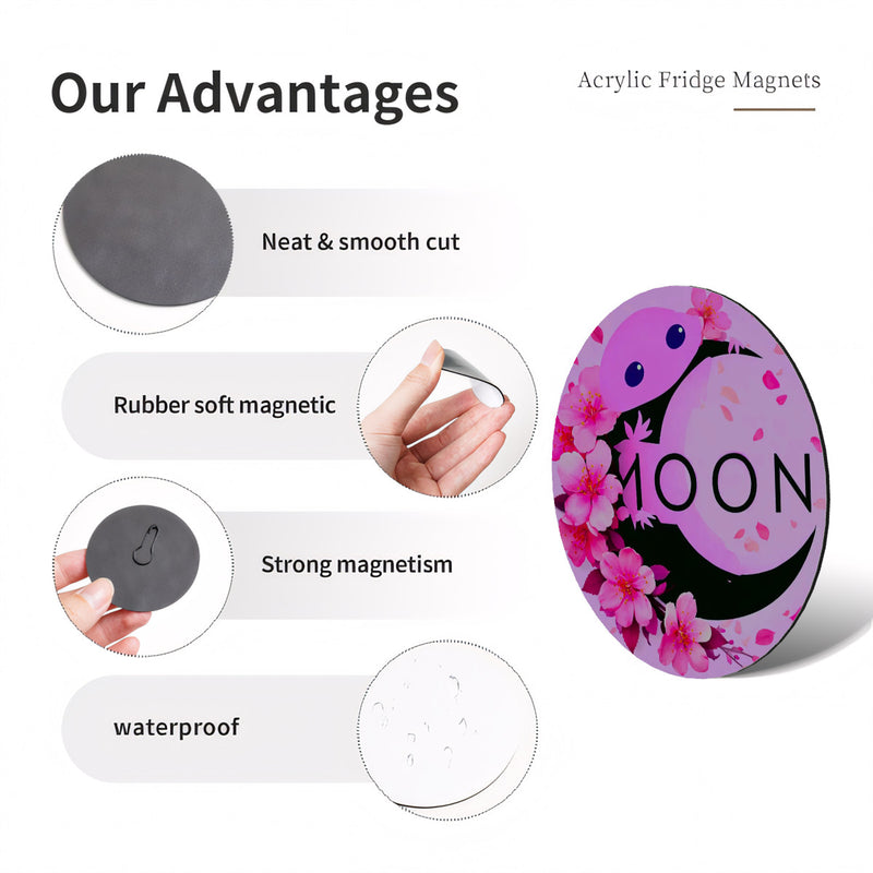 Ax Moon Cherry Blossom Round Fridge Magnets