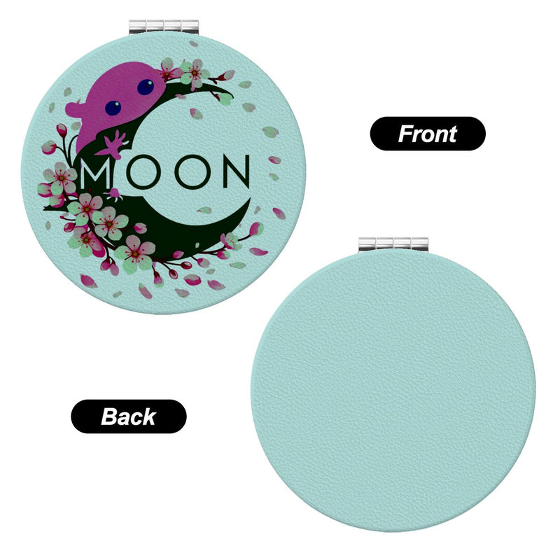 Ax Moon Cherry Blossom Round Shape Portable Pocket Mirror