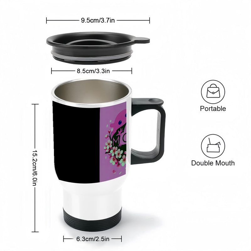 Ax Moon Cherry Blossom  Travel Coffee Mug with Handle (14oz) (Made in USA)